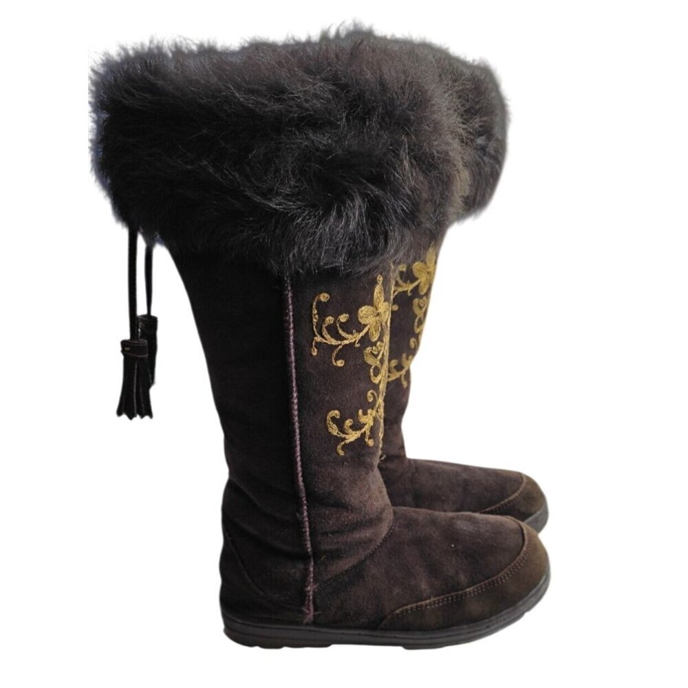 J. Crew Alpine Embroidered Shearling Lug Boots